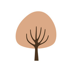 Obraz premium Simple Earthy Brown Cartoon Tree Illustration with Rounded Canopy
