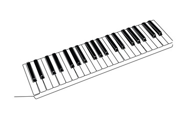 Fototapeta premium Continuous one line drawing illustration of a grand piano.