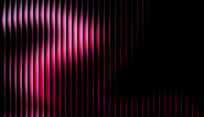 Abstract digital technology background with glowing pink and magenta vertical waves on black. Futuristic cyber data stream aesthetic with vibrant light rays and dark creative backdrop.