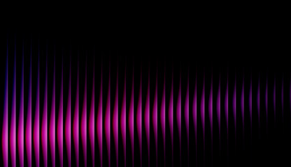 Abstract digital technology background with glowing purple and magenta vertical waves on black. Futuristic cyber data stream aesthetic with elegant light rays and dark creative backdrop.