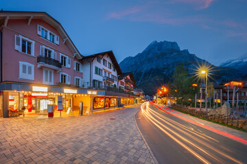Obraz premium Grindelwald, Switzerland Townscape at Blue Hour
