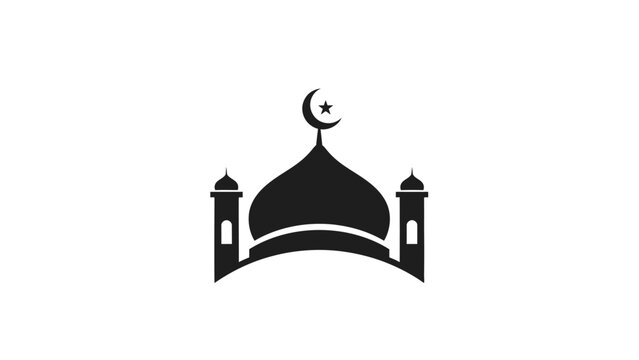 Simple Black Mosque Dome Icon on White Background