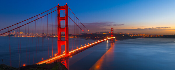 Golden Gate Bridge at Golden Hour. San Francisco, California, USA © somchaij
