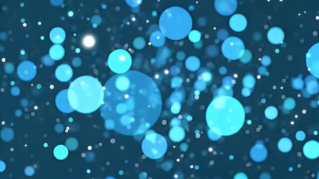 Abstract Blue Bubbles and Particles Floating on a Dark Background - Motion Graphics
