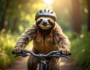 Obraz premium Faultier fährt Fahrrad