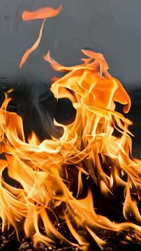 Dramatic Flames Dance in Captivating Motion: A Visual Representation of Fire's Intensity and Beauty Capturing the Essence of Heat and Light.