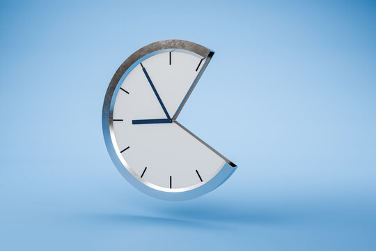 Working part-time concept - A clock with a segment sawed away.