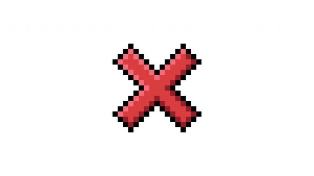 Pixel Retro Cross Mark Blink Animation With Flashing Error Signal Prores Alpha Channel 4K 60fps