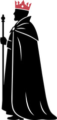 Silhouette of a King with Crown and Scepter