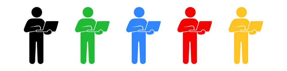 Work and laptop icon set showing studying, office work and remote jobs. Ideal for business projects, education platforms, freelance concepts, productivity apps and UI design.