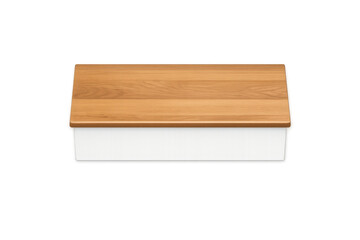 Modern wooden bread box with a clean white base, perfect for kitchen countertops