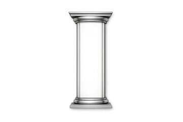 Naklejka premium Elegant silver Corinthian column with a blank white panel for text or design
