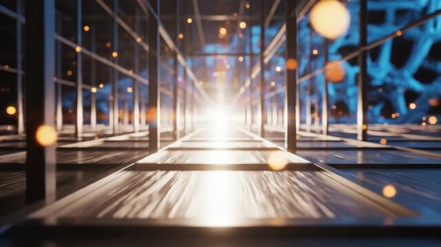 Abstract metallic structure with glowing light and sci fi elements