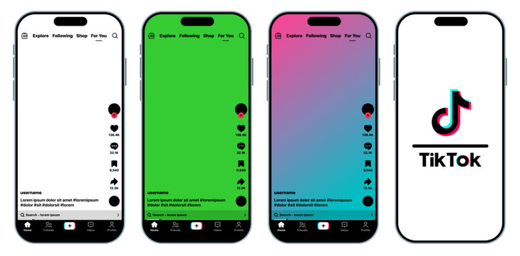 Tiktok 2026 video reels concept with like comment share buttons transparent overlay and green screen elements for dynamic social media content