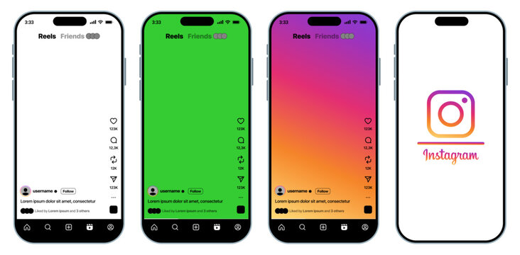 Instagram 2026 reels post story engagement elements with like comment share buttons transparent background and green screen overlay for creative social content
