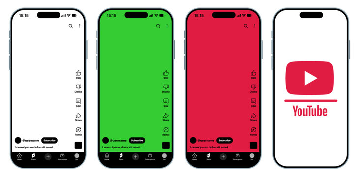 Youtube 2026 short video engagement elements with like comment subscribe buttons transparent background and green screen overlay for modern content creation