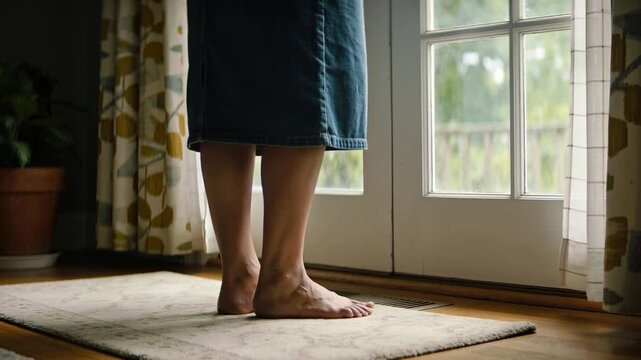 Subtle Weight Shift Near Window in Quiet Home