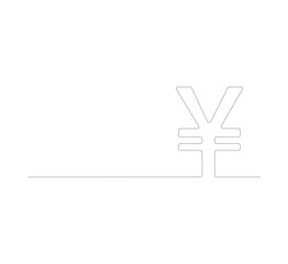 Obraz premium continuous line drawing Isolated yen or yuan symbol on white background. Yuan line art, yen symbol. Editable lines, vector illustration.