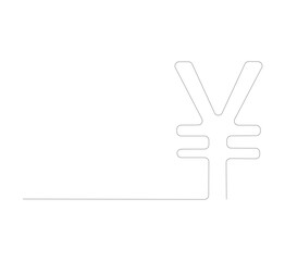 Obraz premium continuous line drawing Isolated yen or yuan symbol on white background. Yuan line art, yen symbol. Editable lines, vector illustration.