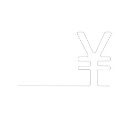Fototapeta premium continuous line drawing Isolated yen or yuan symbol on white background. Yuan line art, yen symbol. Editable lines, vector illustration.