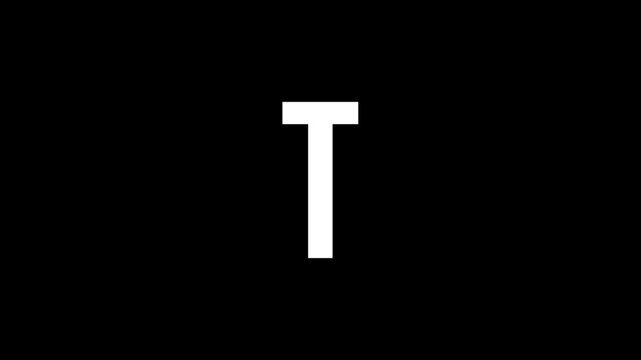 Pixel letter T with alpha channel, pixel alphabet, 8-bit, english alphabet in pixel style with a transparent background