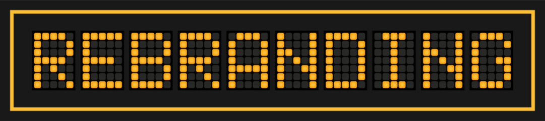 Orange color led banner in word  rebranding on black background