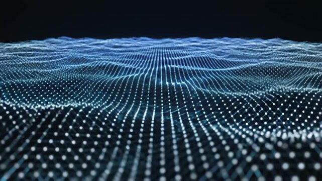 Abstract grid wave pattern with dotted network connection design