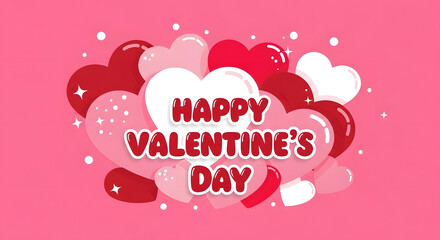 Bubbly Pink Hearts Cloud &ndash; Playful Happy Valentine's Day Tile