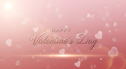 Soft Pink Glow Hearts & Light Rays &ndash; Dreamy Happy Valentine's Day