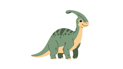 Obraz premium Cute green dinosaur character with dark spots and a long neck for children's educational content, toys, and prehistoric nature themes.