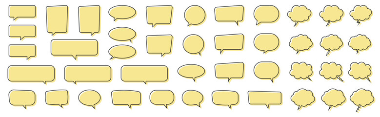 Naklejka premium Yellow Chat and Speech Bubble Collection for Messaging, Conversation, Communication and UI Design