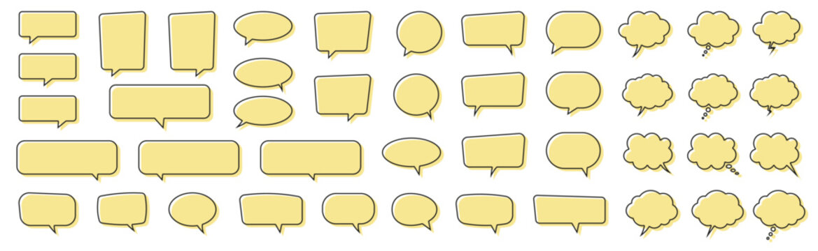 Yellow Chat and Speech Bubble Collection for Messaging, Conversation, Communication and UI Design