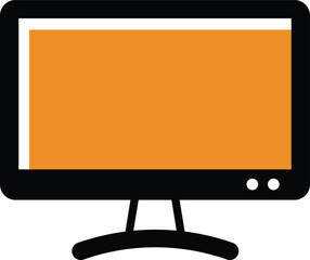 Flat orange computer screen with black bezel and stand monitor display
