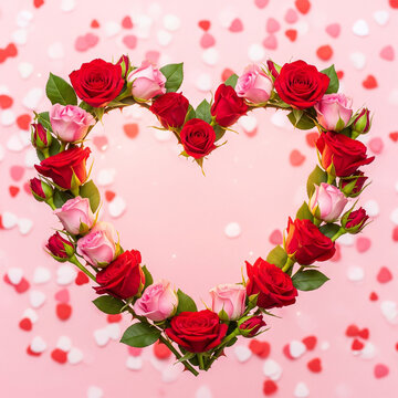 Romantic heart shaped rose bouquet for Valentine's Day