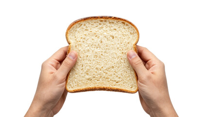 Hands holding fresh bread slice on food photography minimalist style close-up culinary concept