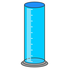 Illustration of a laboratory measuring cylinder, designed in a flat style. Simple design of a laboratory measuring cylinder. Science icon.	
