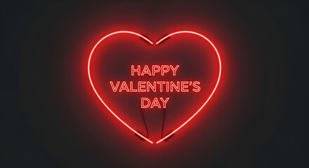 Neon Red Heart Sign &ndash; Retro Happy Valentine's Day Tile