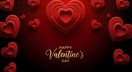 Layered Red Hearts Depth &ndash; Passionate Happy Valentine's Day