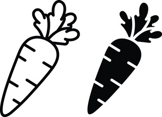 Two stylized carrots one outline one solid black carrot outline carrot solid carrot