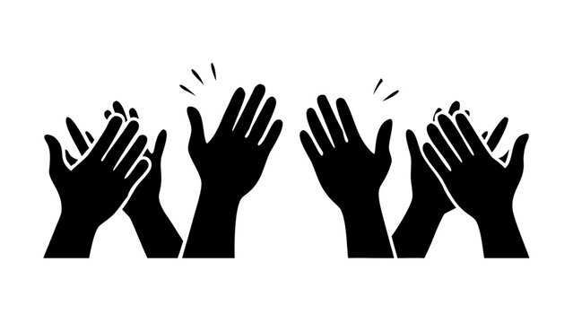 Hands clapping applause celebration icon. Line and silhouette style. vector icon
