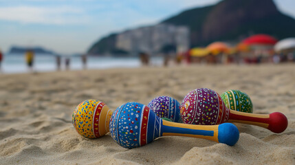 Carnival in Brazil Maracas on sand