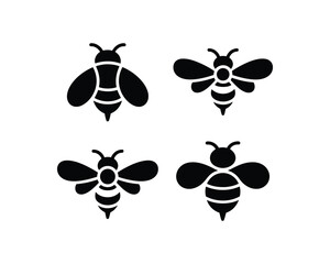 Flying Bee Silhouette, honey bee, Bee hovering honey jar, bee landing Silhouette vector design collection