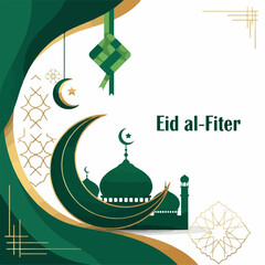 flat illustration of Eid al-Fitr background