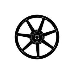 Obraz premium Black Spoke Wheel Vector Silhouette