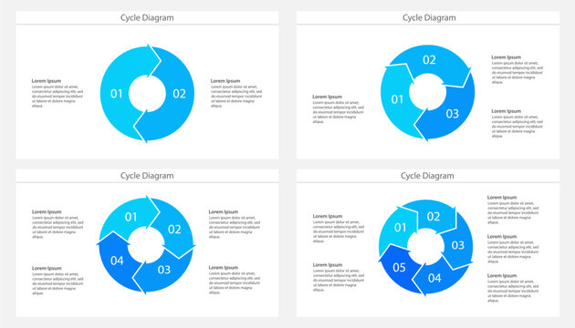 Cycle diagram template set 2 3 4 5 steps circular arrow infographic
