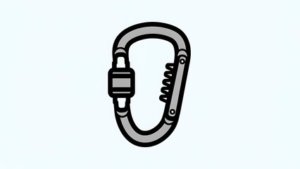 Obraz premium Black and White Carabiner Clip Illustration.