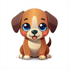 Adorable cartoon puppy sitting happily with big eyes and floppy ears, d6.eps style illustration