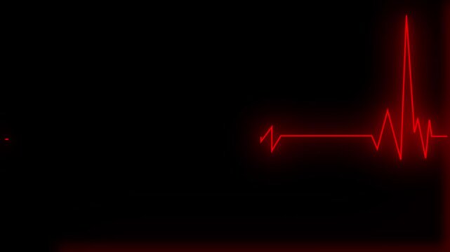 ECG heartbeat flatline displayed on monitor. Represents cardiac arrest, medical emergency, and health monitoring concepts, 4K resolution