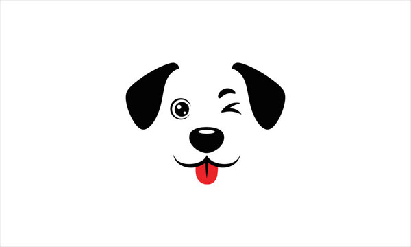 Playful canine character with a joyful wink and tongue out, adorable pet logo design