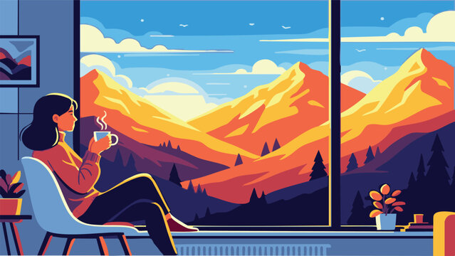 Flat vector illustration of a woman sitting on a chair in an office with a laptop, flat vector, colorful, white background, simple cartoon style